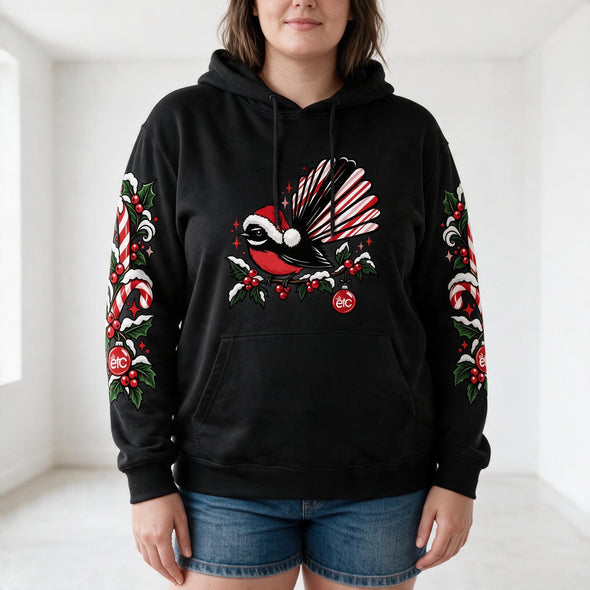 ETC Christmas Fantail Cotton Black Hoodie