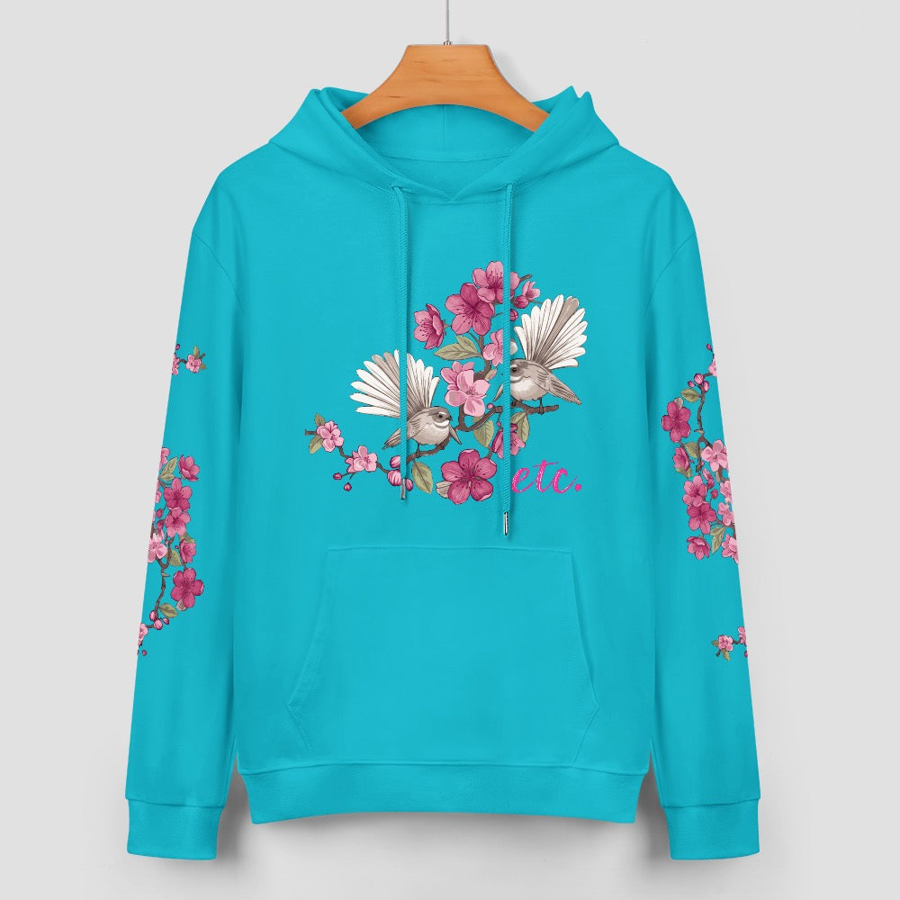 ETC Floral Fantail Sky Blue Cotton Hoodie
