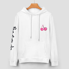 ETC Pink Cherries White Cotton Hoodie
