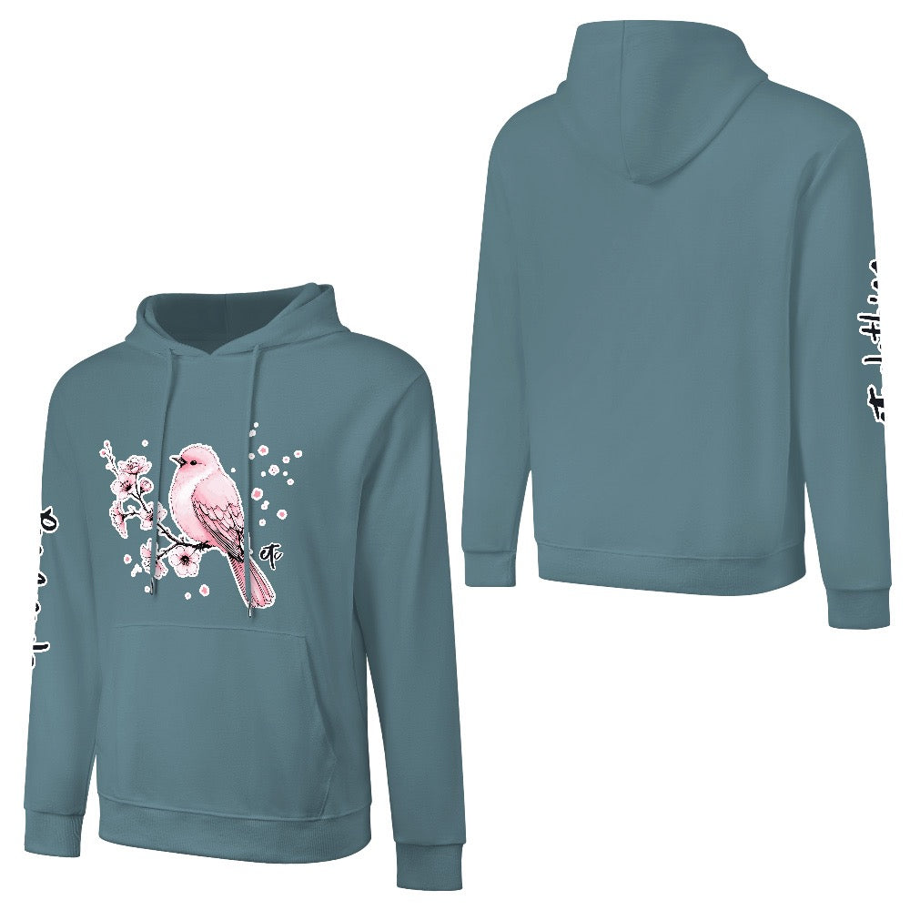 ETC Cherry Blossom Bird Slate Grey Hoodie