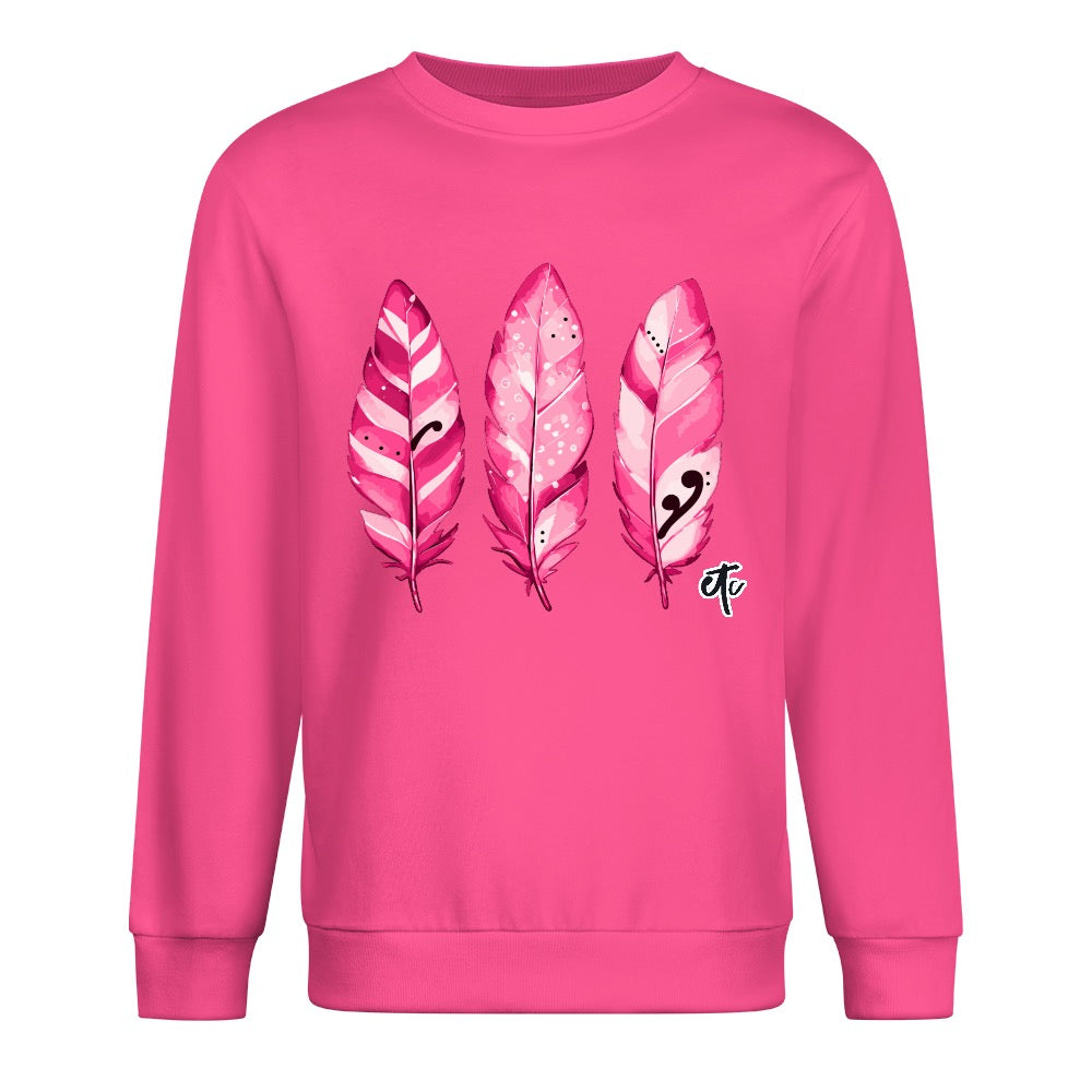 ETC Limited Edition Pink Feathers Cotton Crew