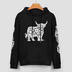 ETC Highland Floral Stencil Highland Cow Hoodie