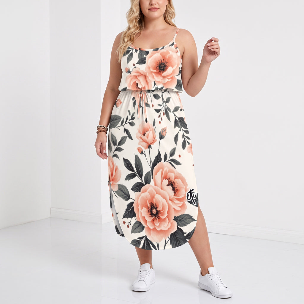 ETC Summer Floral Spaghetti Split Dress