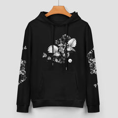 ETC Limited Edition Black & White Floral Fantail Cotton Black Hoodie
