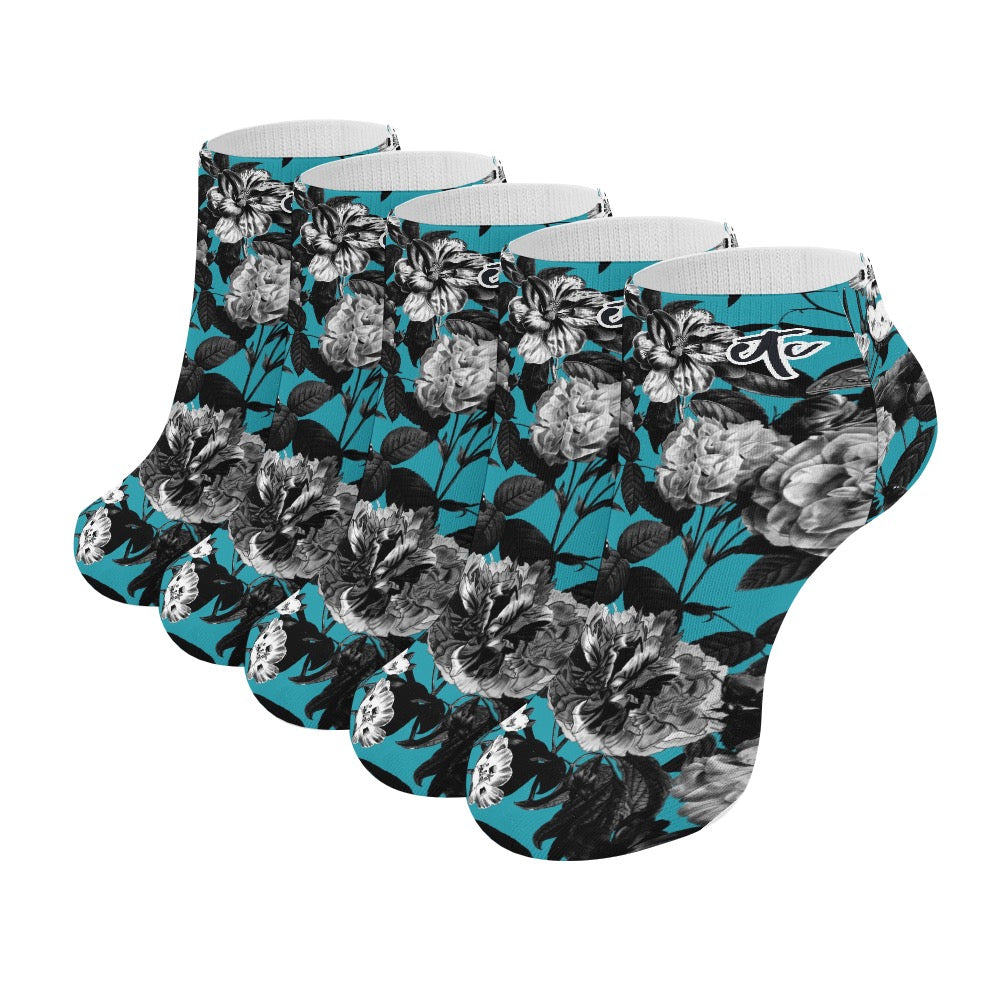 ETC  Blue Floral Butterflies Socks - 5 Pack