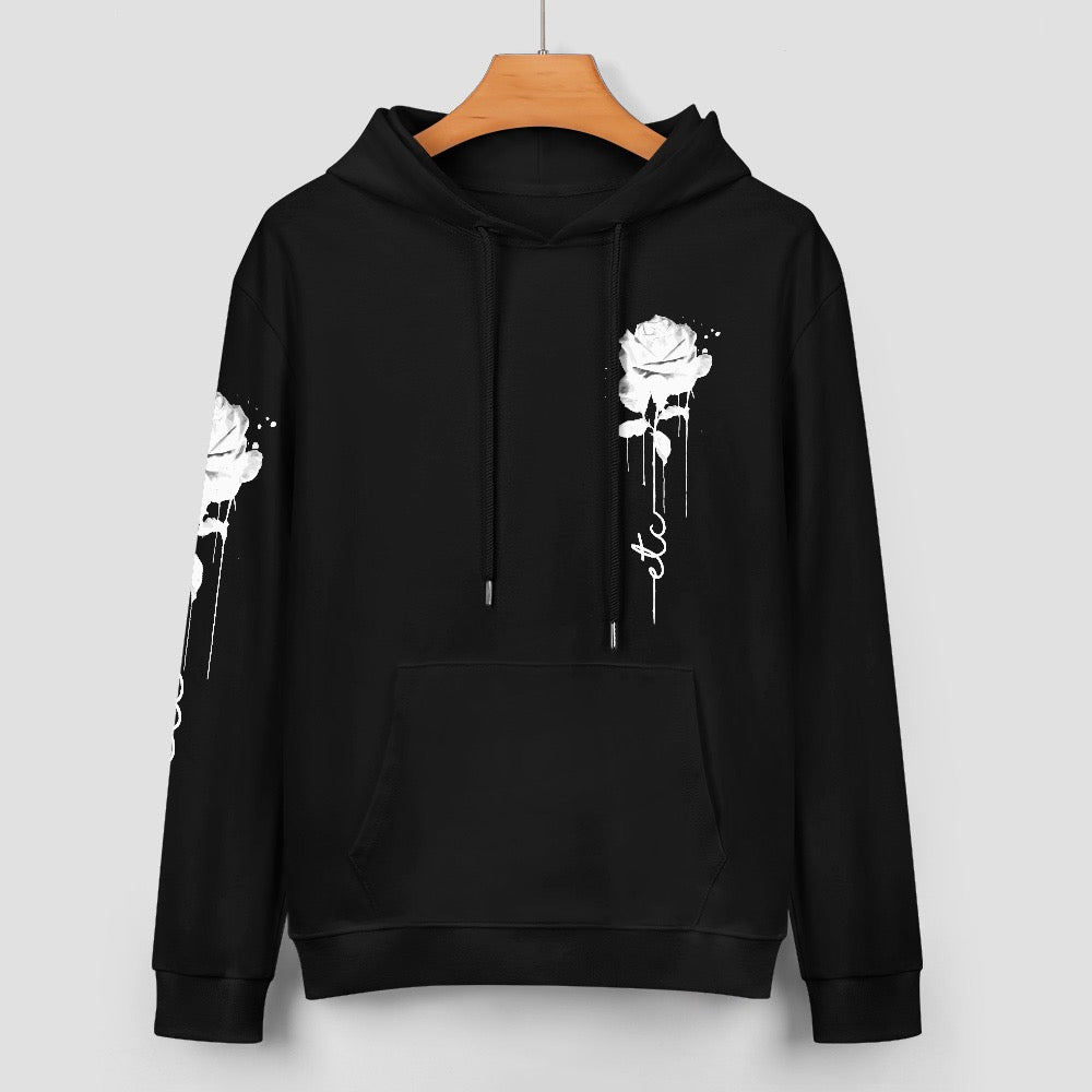 ETC Dripping Rose Black Cotton Hoodie