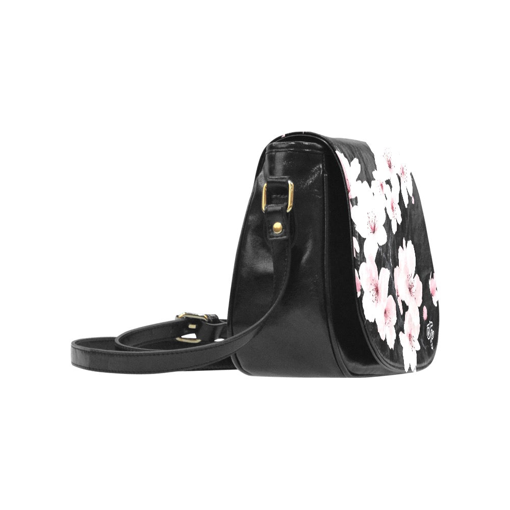 ETC Cherry Blossom PU Leather Saddle Bag
