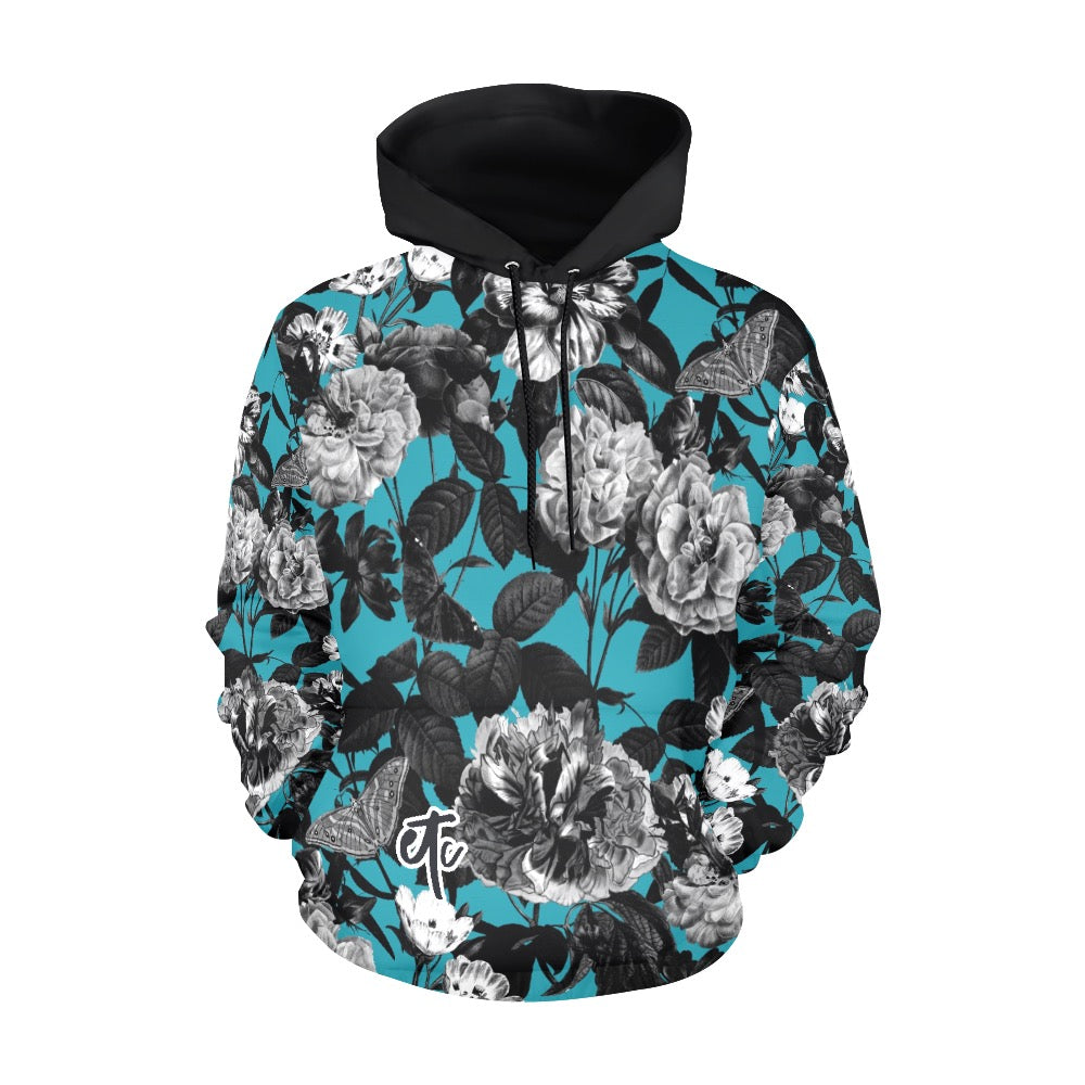 ETC Blue Floral Butterflies Hoodie