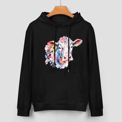 ETC Black Floral Cow Cotton Hoodie