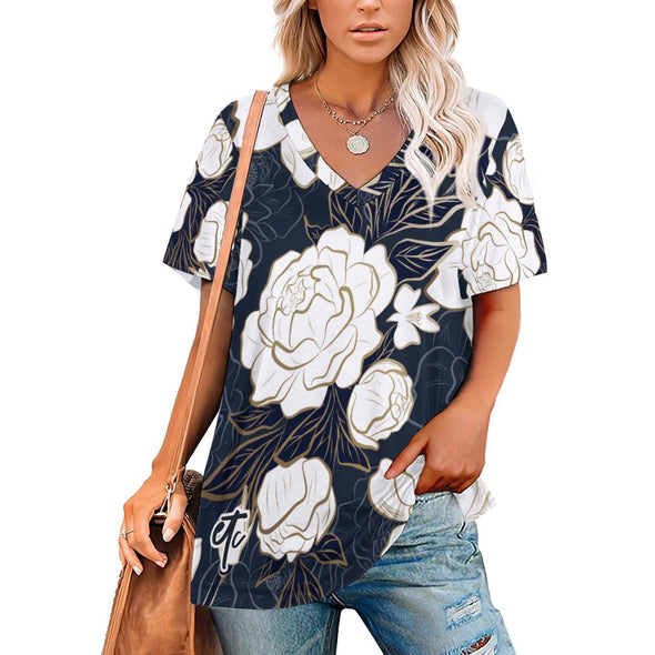 ETC Summer Peonies V NECK Tee