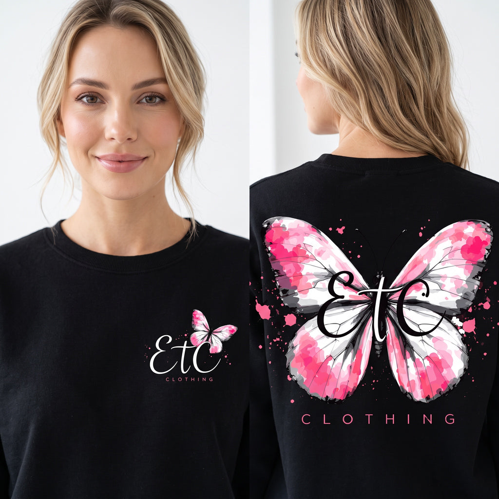 ETC Butterfly Cotton Crew - Black