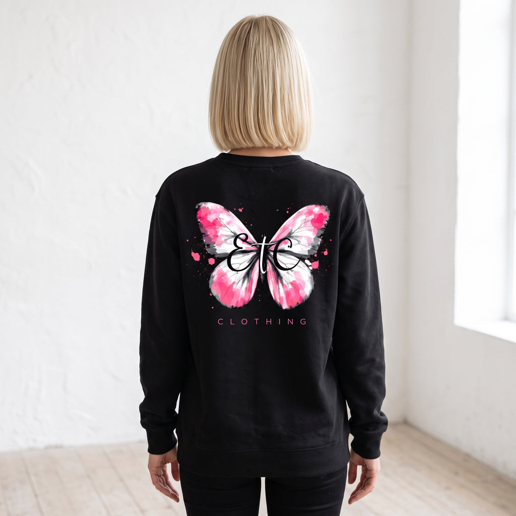 ETC Butterfly Cotton Crew - Black