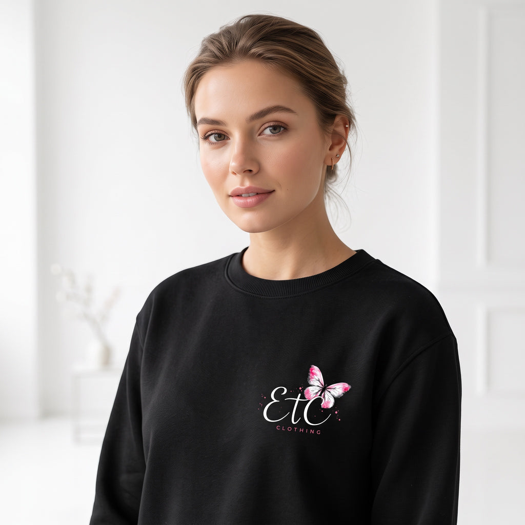 ETC Butterfly Cotton Crew - Black