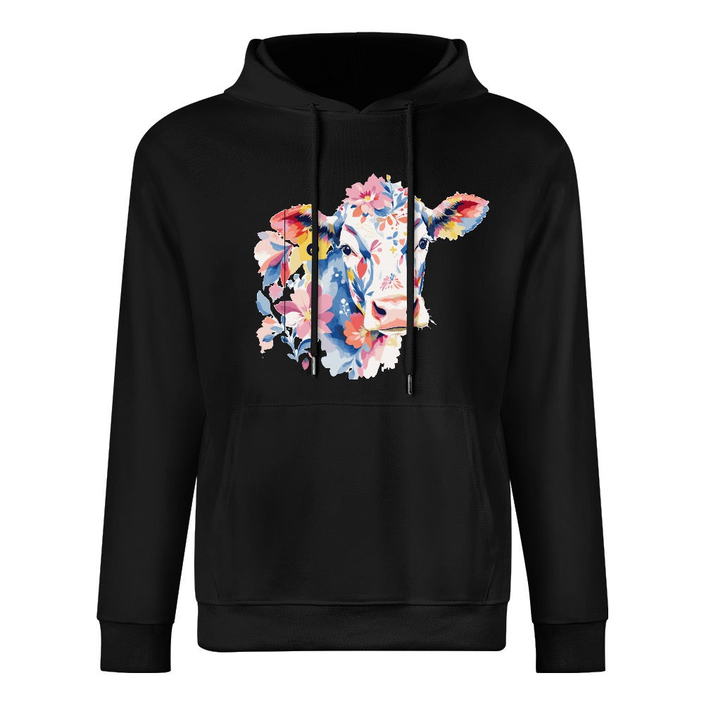 ETC Black Floral Cow Cotton Hoodie