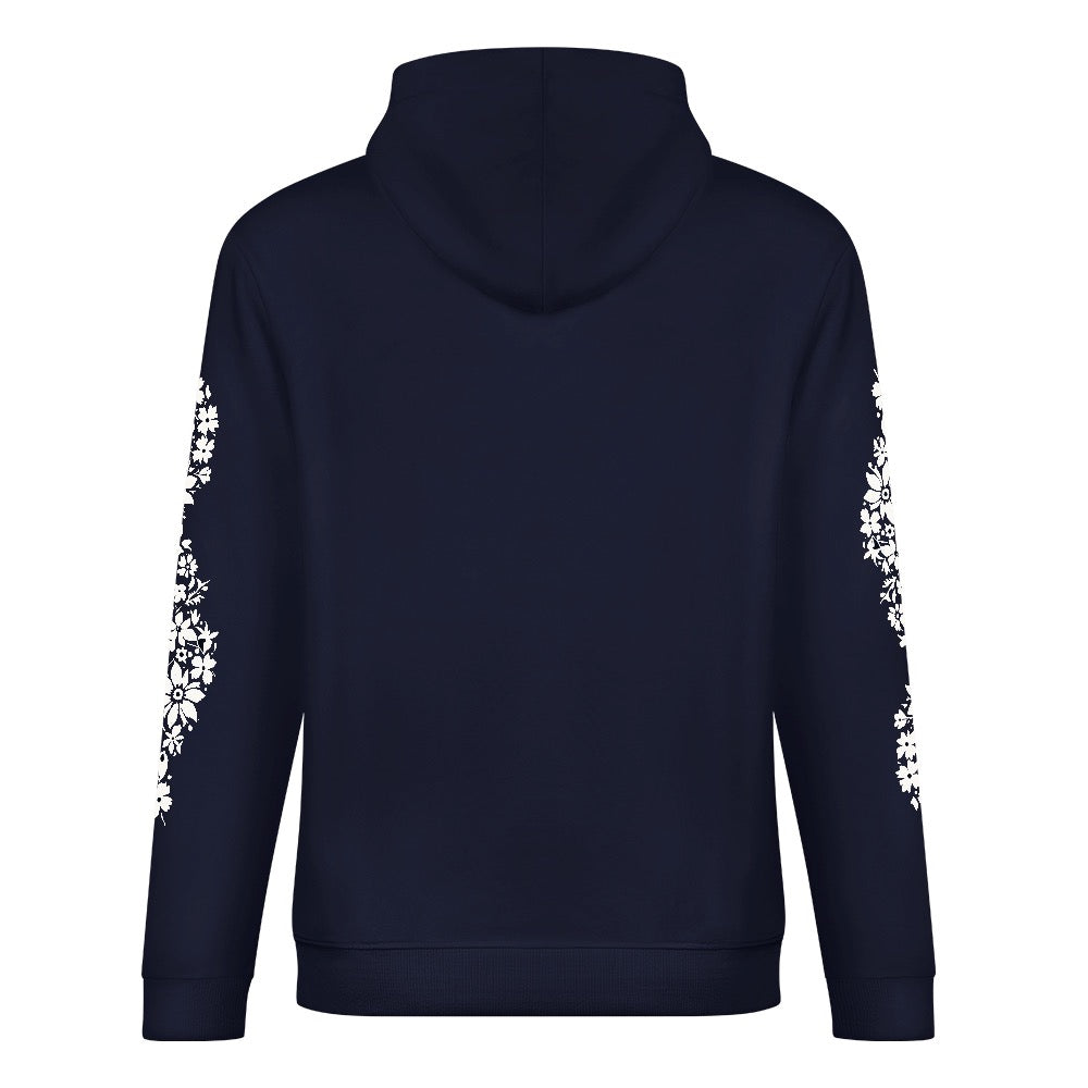 ETC Floral Cat Navy Cotton Hoodie