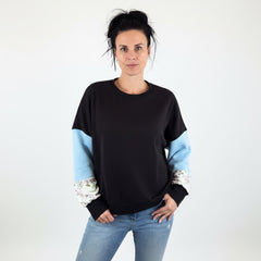 ETC Handmade Blue & Floral Block Crew - Large (14)