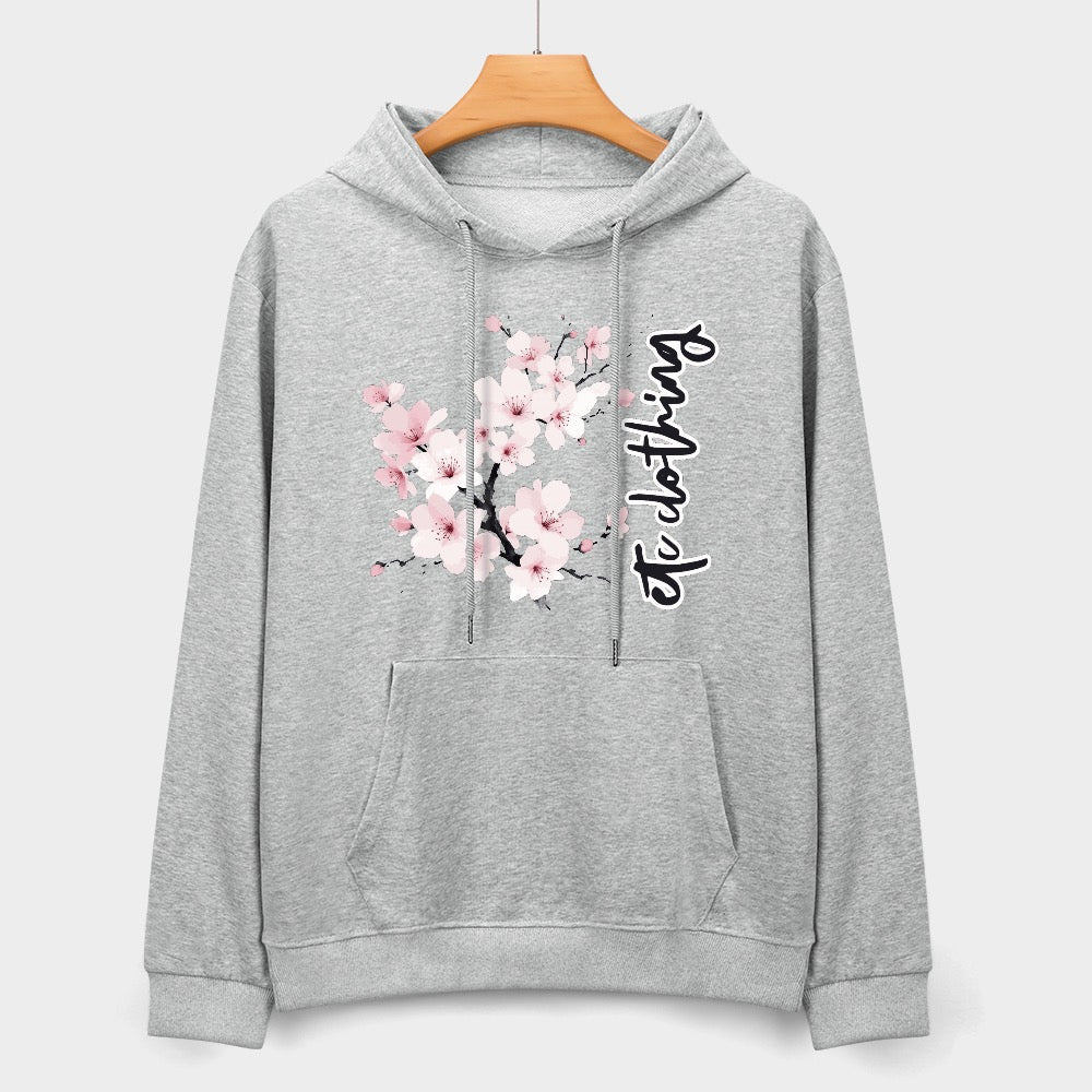 ETC Cherry Blossoms Heather Grey Hoodies