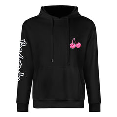 ETC Pink Cherries Black Cotton Hoodie