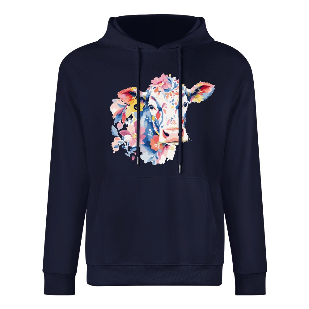 ETC Navy Floral Cow Cotton Hoodie