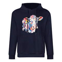ETC Navy Floral Cow Cotton Hoodie