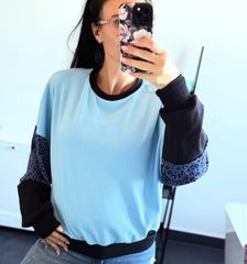 ETC Handmade Blue Leopard Crew – Large ( 14)