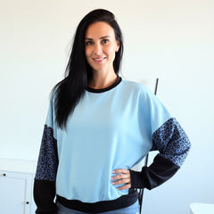 ETC Handmade Blue Leopard Crew – Large ( 14)