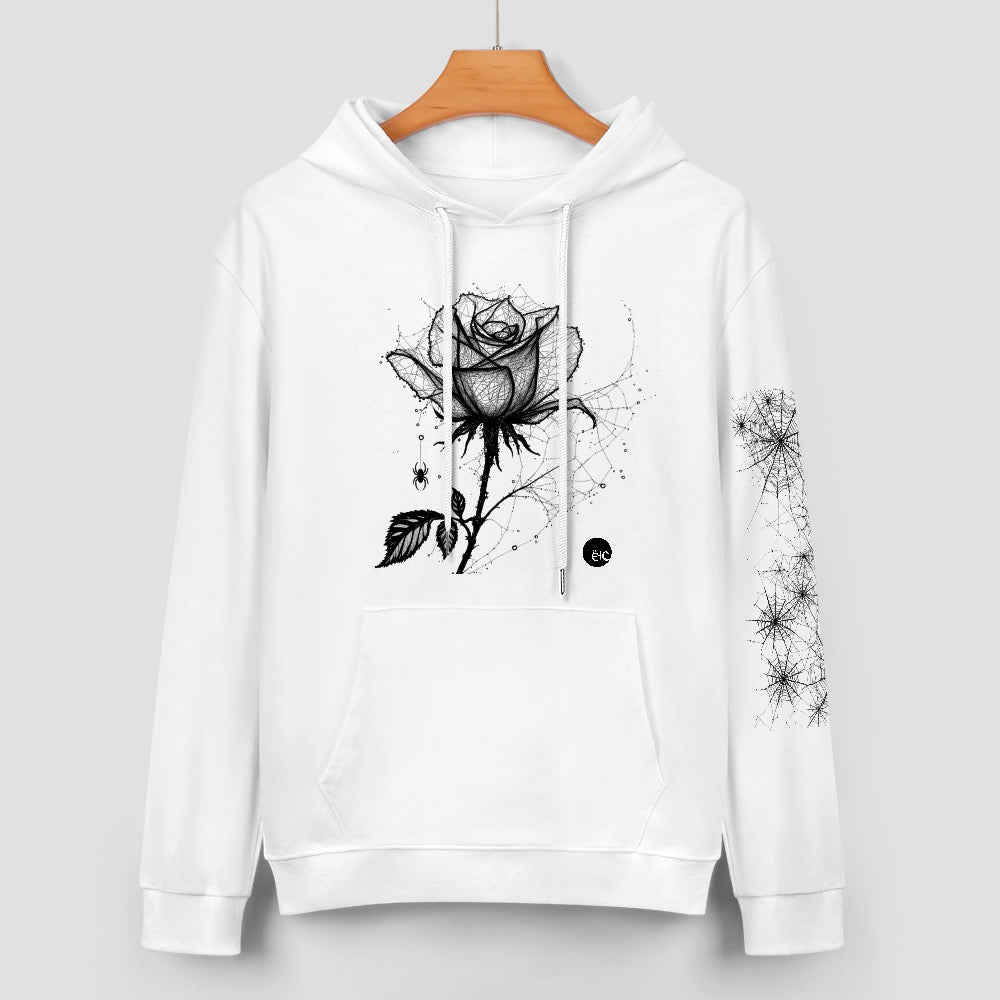ETC Halloween Rose White Cotton Hoodie