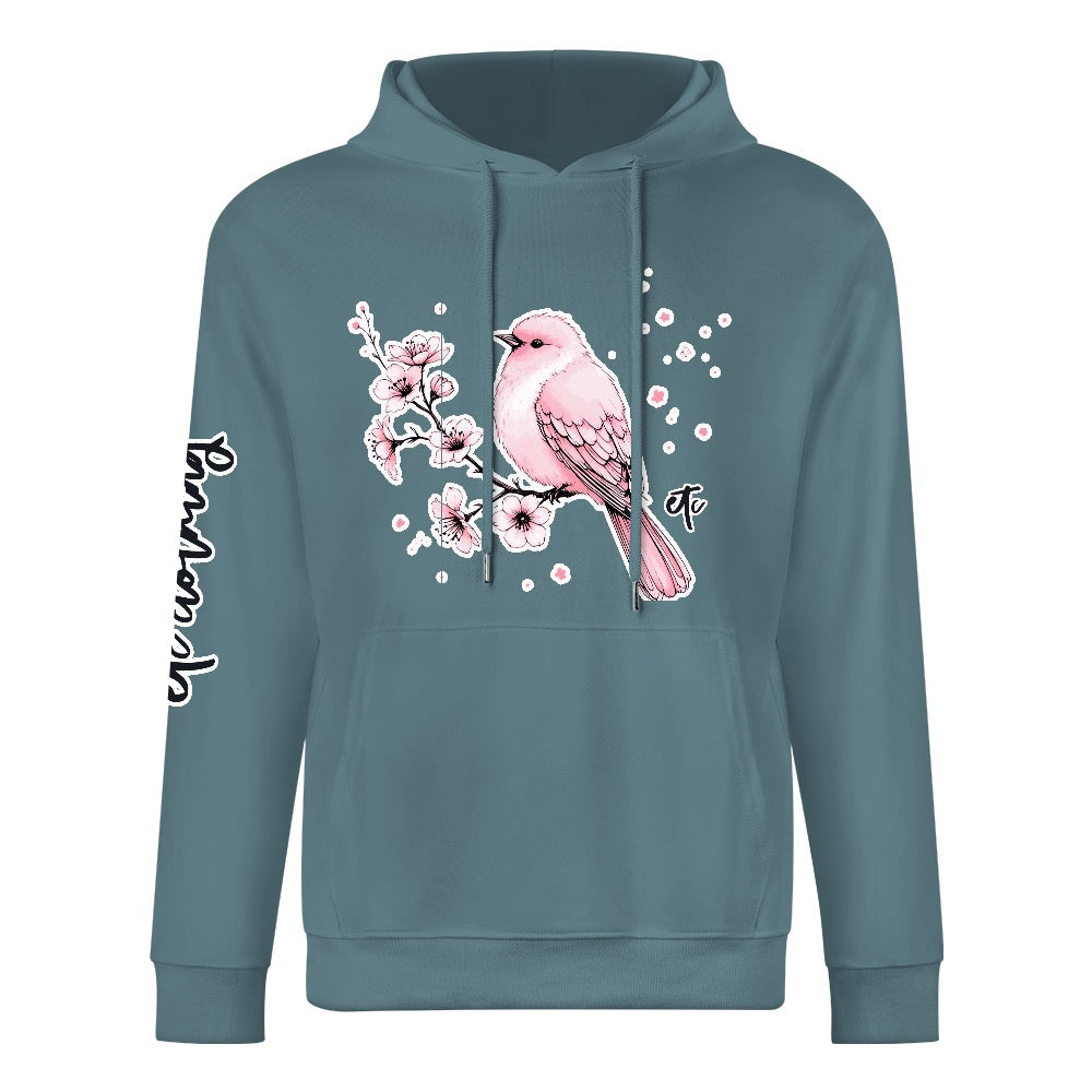 ETC Cherry Blossom Bird Slate Grey Hoodie