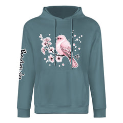 ETC Cherry Blossom Bird Slate Grey Hoodie