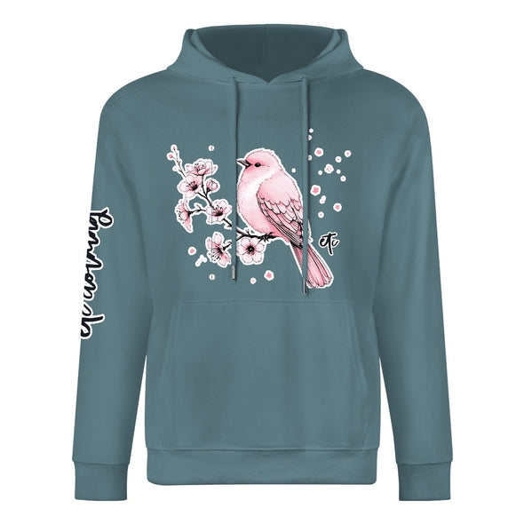 ETC Cherry Blossom Bird Slate Grey Hoodie