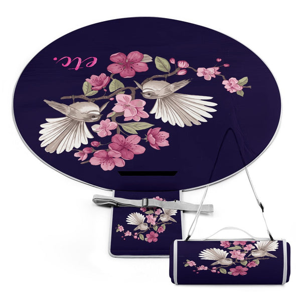 ETC Navy Floral Fantail Picnic Blanket
