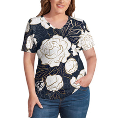 ETC Summer Peonies V NECK Tee