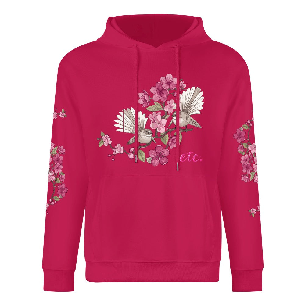 ETC Floral Fantail Deep Pink Cotton Hoodie