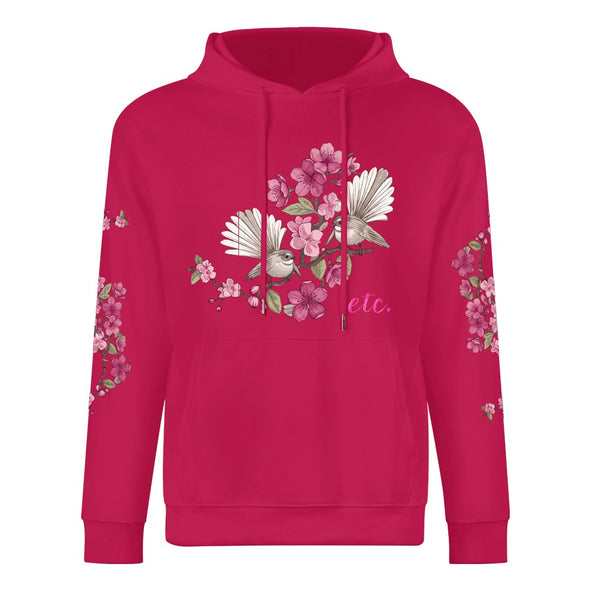 ETC Floral Fantail Deep Pink Cotton Hoodie