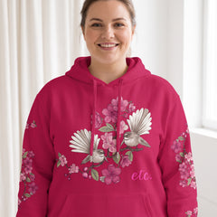 ETC Floral Fantail Deep Pink Cotton Hoodie