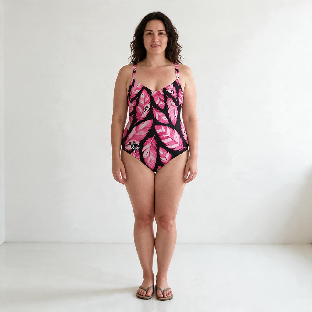 ETC Limited Edition Pink Feathers One piece Swimsuit