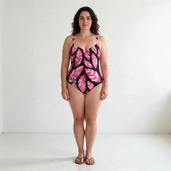 ETC Limited Edition Pink Feathers One piece Swimsuit