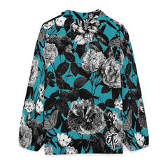 ETC Blue Floral Butterflies Ruffled Blouse