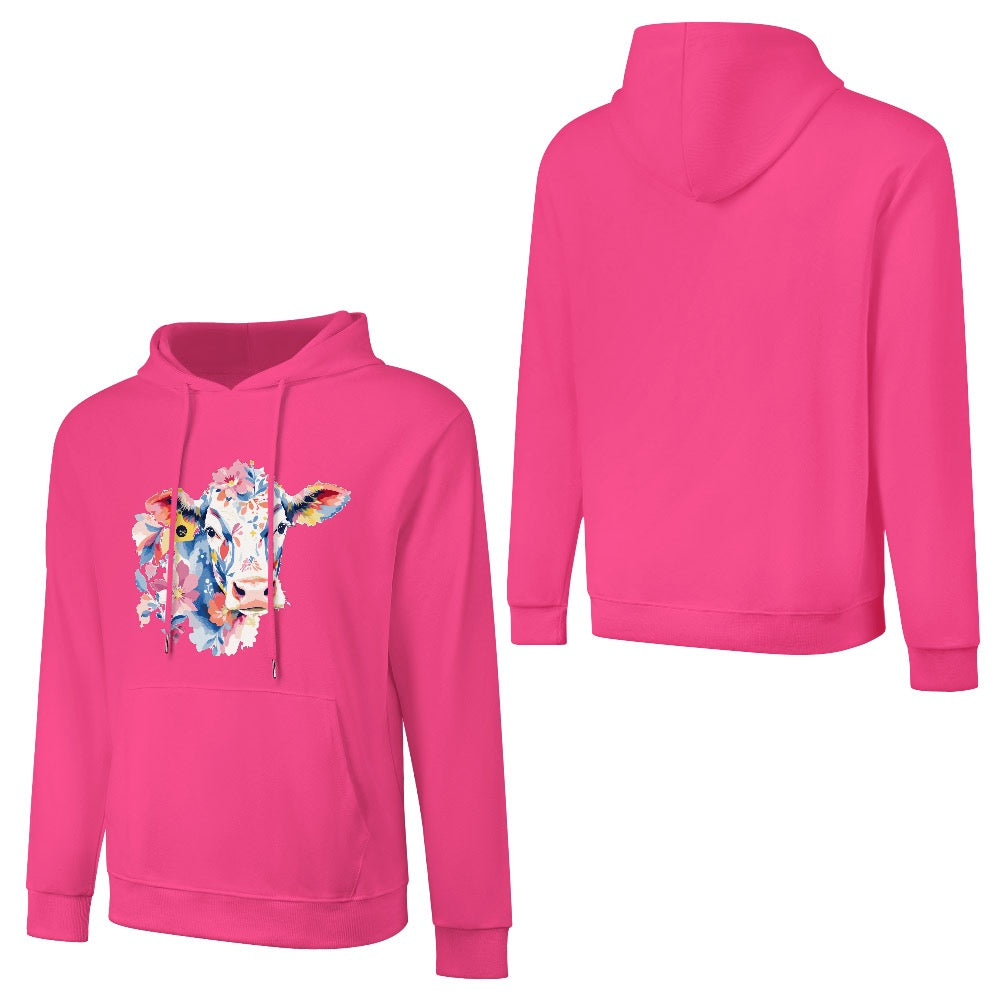 ETC Hot Pink Floral Cow Cotton Hoodie
