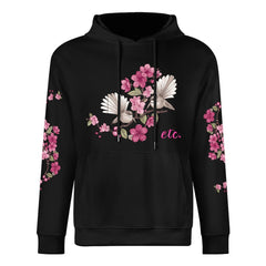 ETC Floral Fantail Black Cotton Hoodie