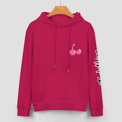 ETC Pink Cherries Dark Pink Cotton Hoodie