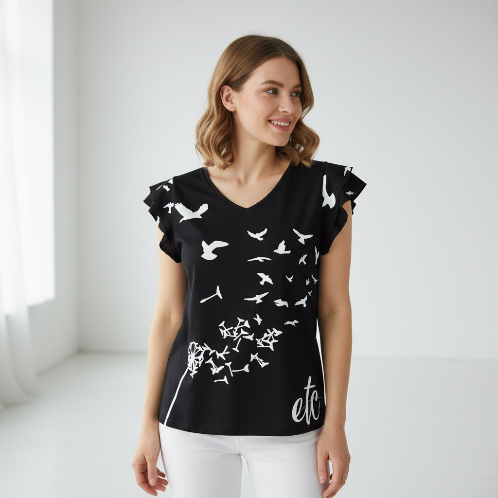 ETC Free Spirit Ice Silk Ruffle Tee