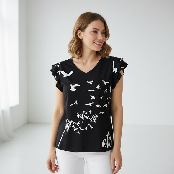 ETC Free Spirit Ice Silk Ruffle Tee