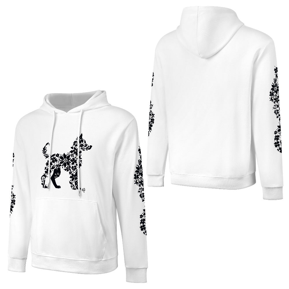 ETC Floral Dog White Cotton Hoodie