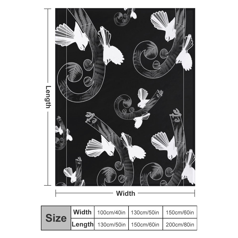 ETC Black Fantail Fern Blanket 2m x1.5m