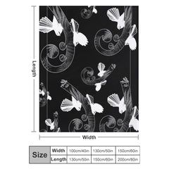 ETC Black Fantail Fern Blanket 2m x1.5m