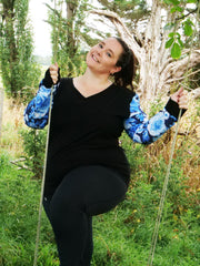 Vintage Navy Floral Chiffon Tee