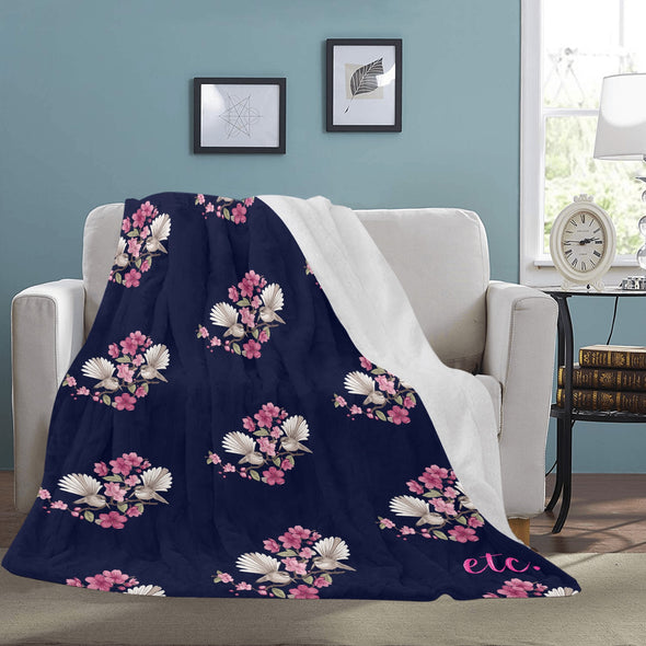 ETC Navy Floral Fantail Plus Blanket