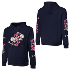 ETC EXCLUSIVE Floral fantail Navy Cotton Hoodie