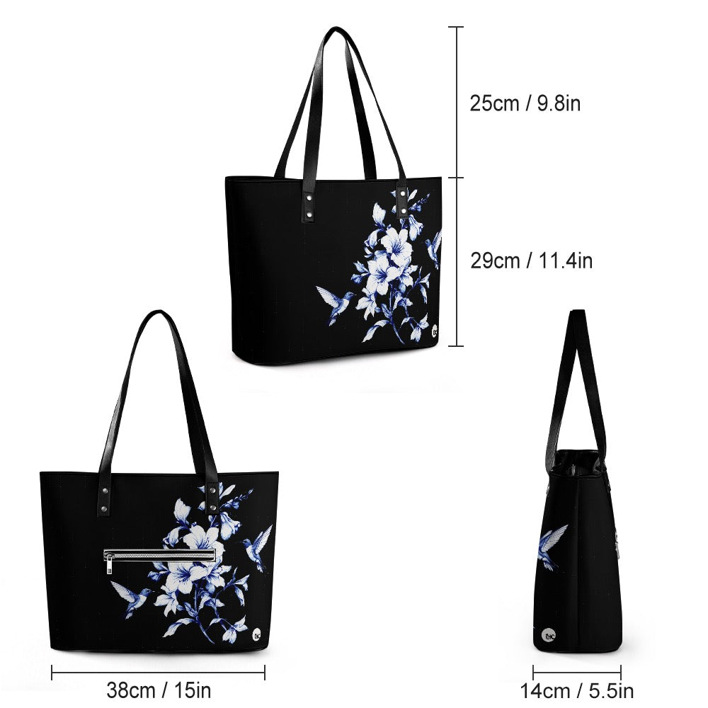 ETC Black Hummingbird Silhouette PU Leather Bag